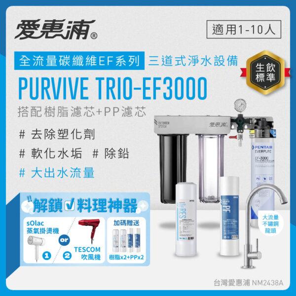 【愛惠浦 EVERPURE】 PURVIVE-EF3000 生飲級單道式廚下型淨水器(可加購升級套件)